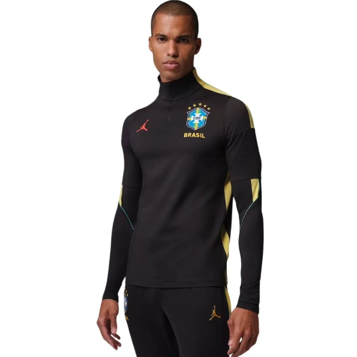 Nike Brazilië x Jordan Strike Trainingstrui 1/4-Zip 2026-2028 Zwart Geel Rood