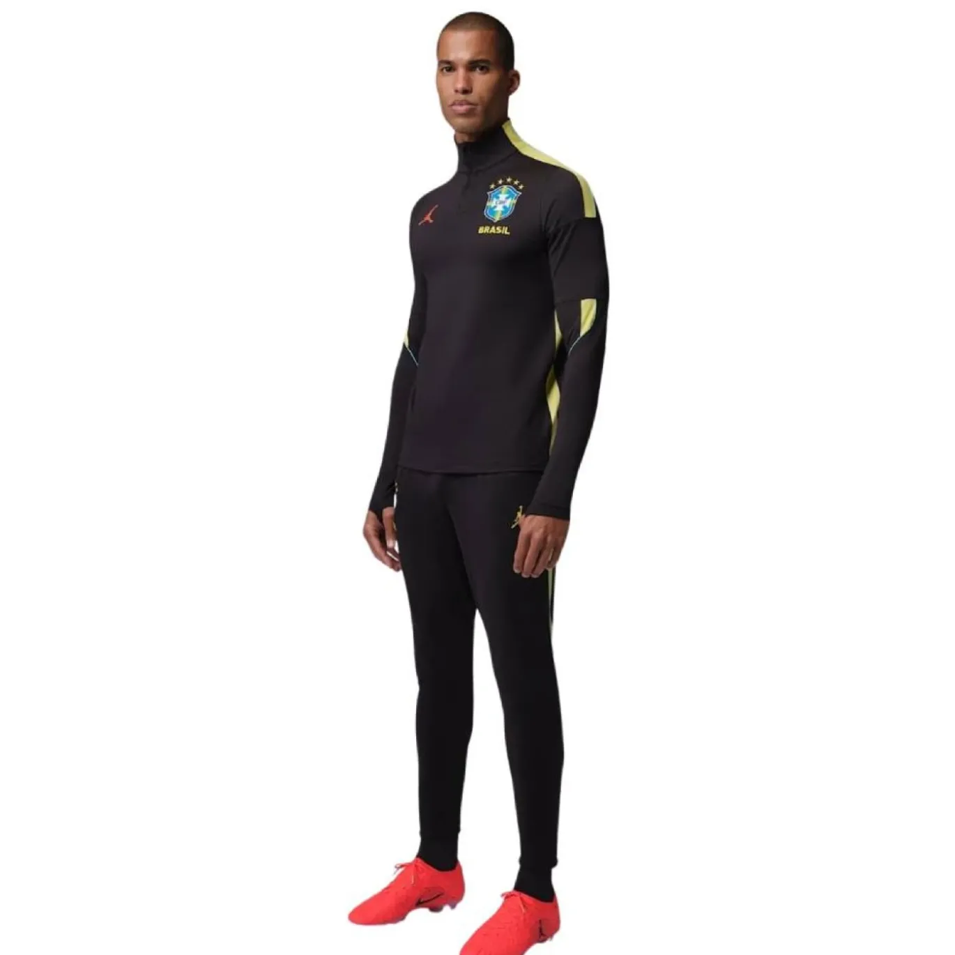 Nike Brazilië x Jordan Strike Trainingspak 1/4-Zip 2026-2028 Zwart Geel Mintgroen