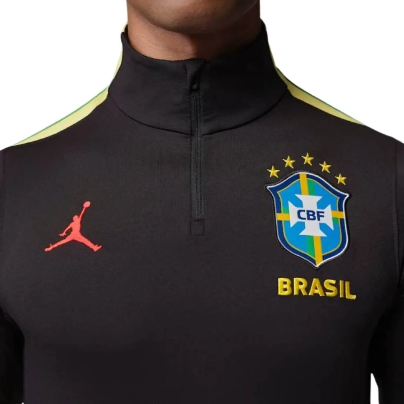 Nike Brazilië x Jordan Strike Trainingspak 1/4-Zip 2026-2028 Zwart Geel Mintgroen