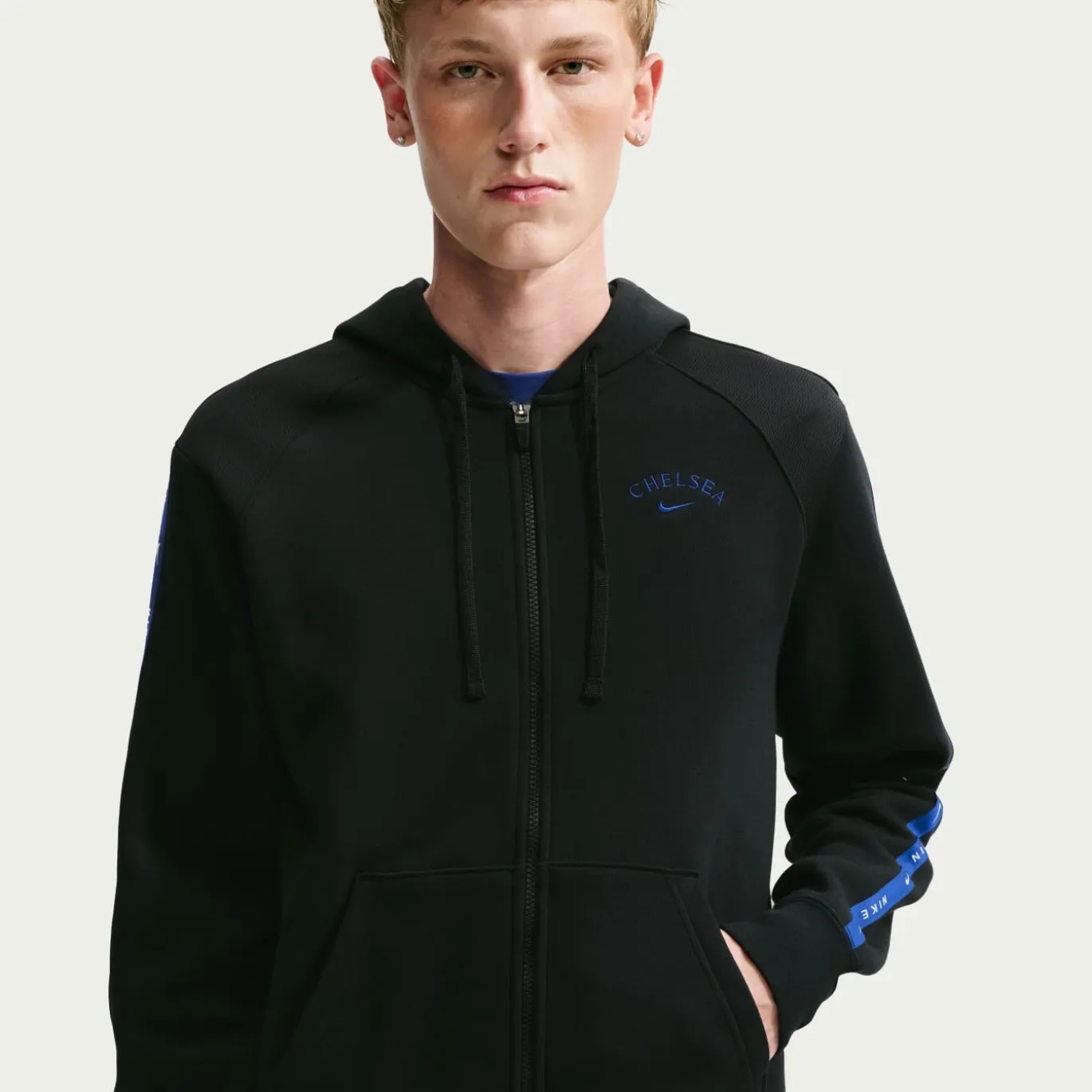 Nike Chelsea City Side Fleece Trainingspak Hooded 2026-2027 Zwart Donkerblauw
