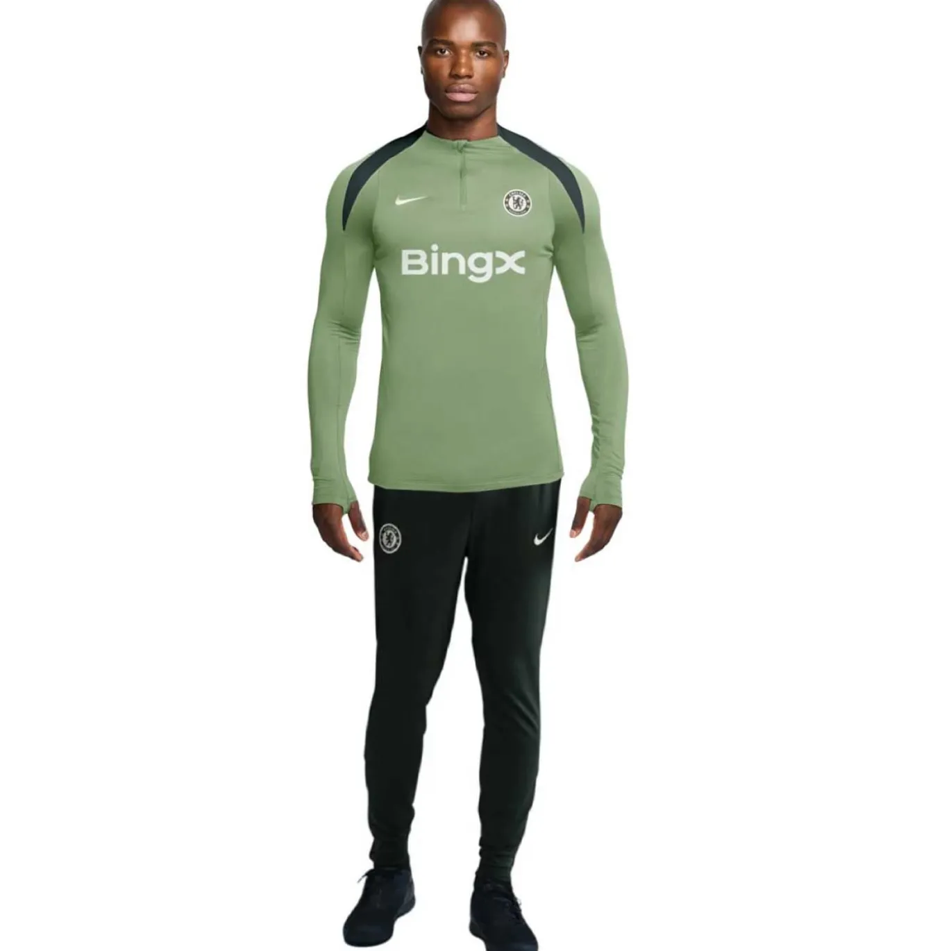 Nike Chelsea Strike Trainingspak 1/4-Zip 2025-2026 Grijsgroen Donkergroen Wit