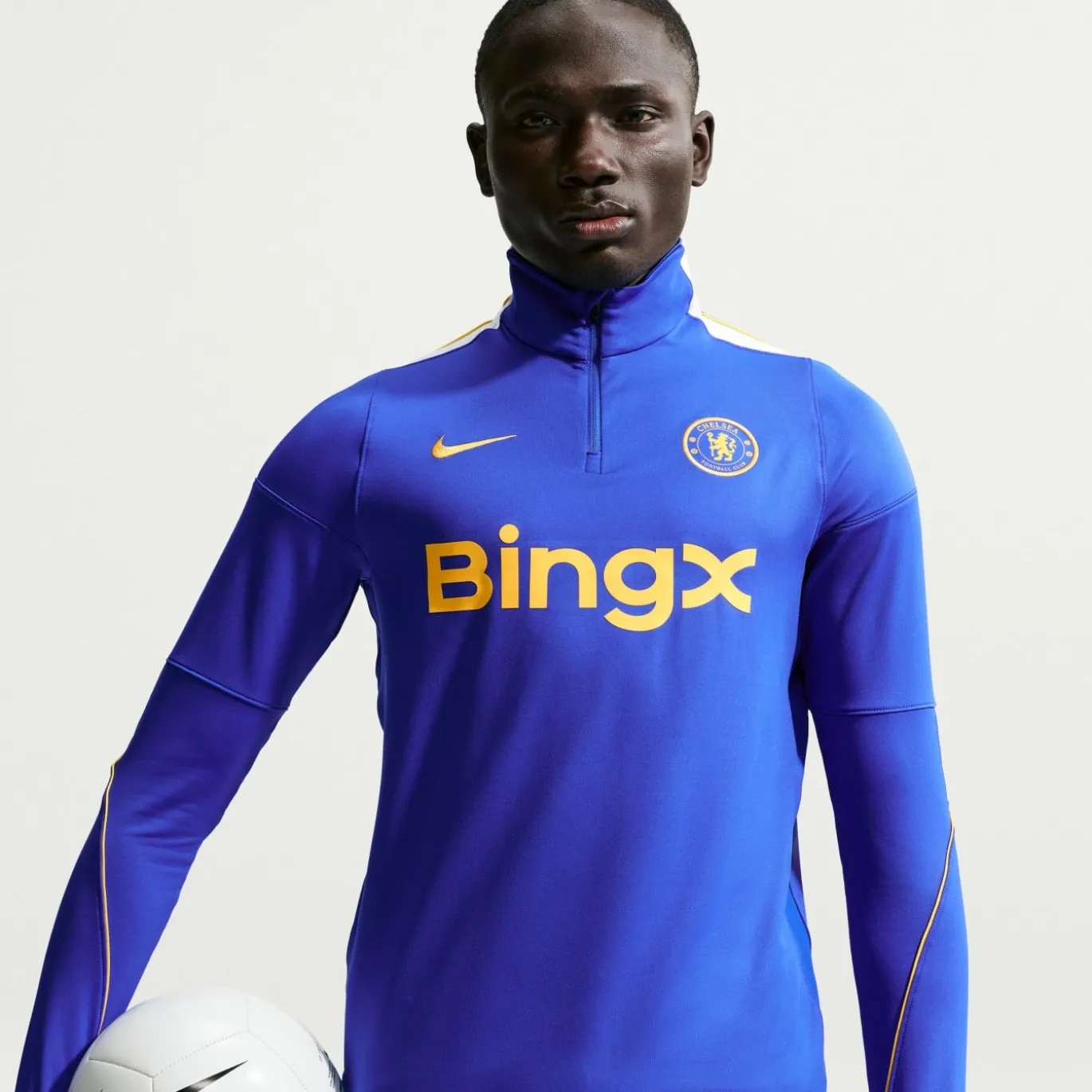 Nike Chelsea Strike Trainingstrui 1/4-Zip 2026-2027 Blauw Goudgeel Wit