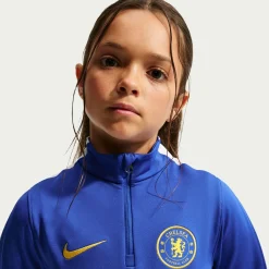 Nike Chelsea Strike Trainingstrui 1/4-Zip 2026-2027 Kids Blauw Goudgeel Wit