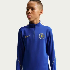 Nike Chelsea Strike Trainingspak 1/4-Zip 2026-2027 Kids Blauw Donkerblauw Goudgeel Wit