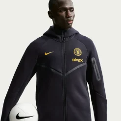 Nike Chelsea Tech Fleece Trainingspak 2026-2027 Zwart Goudgeel