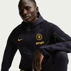Nike Chelsea Tech Fleece Vest 2026-2027 Zwart Goudgeel