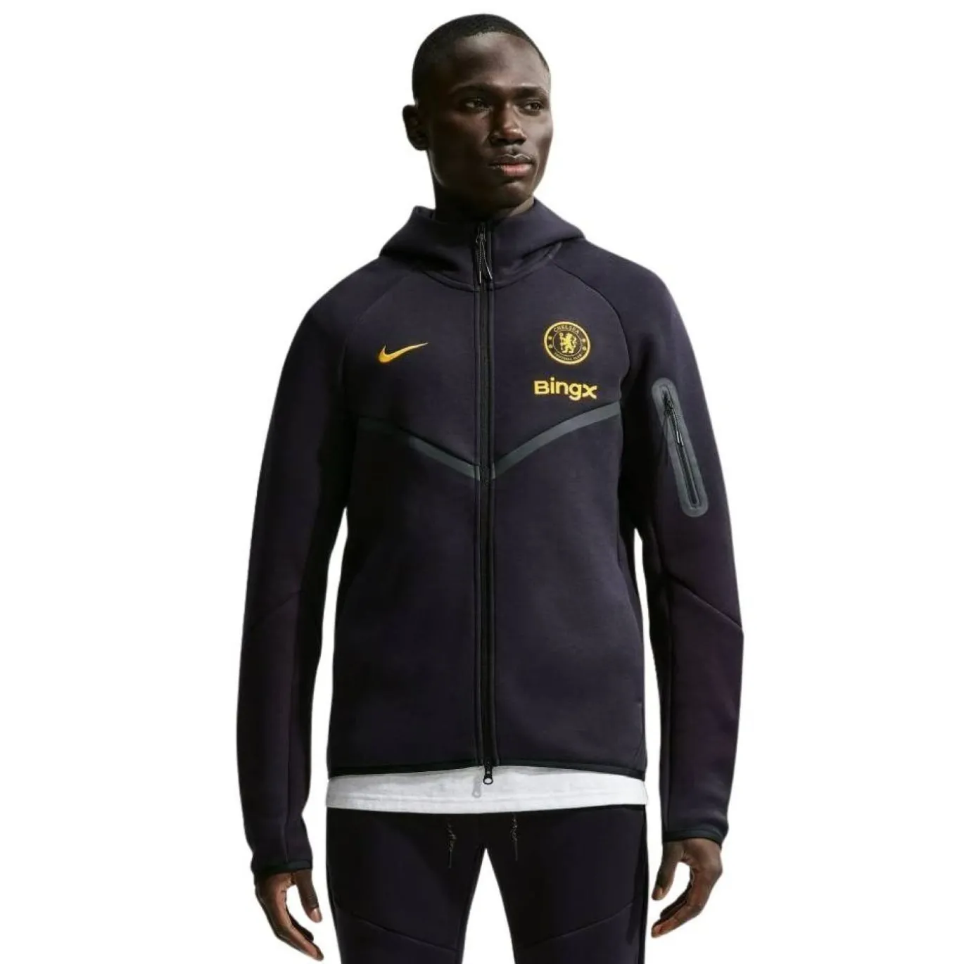 Nike Chelsea Tech Fleece Vest 2026-2027 Zwart Goudgeel