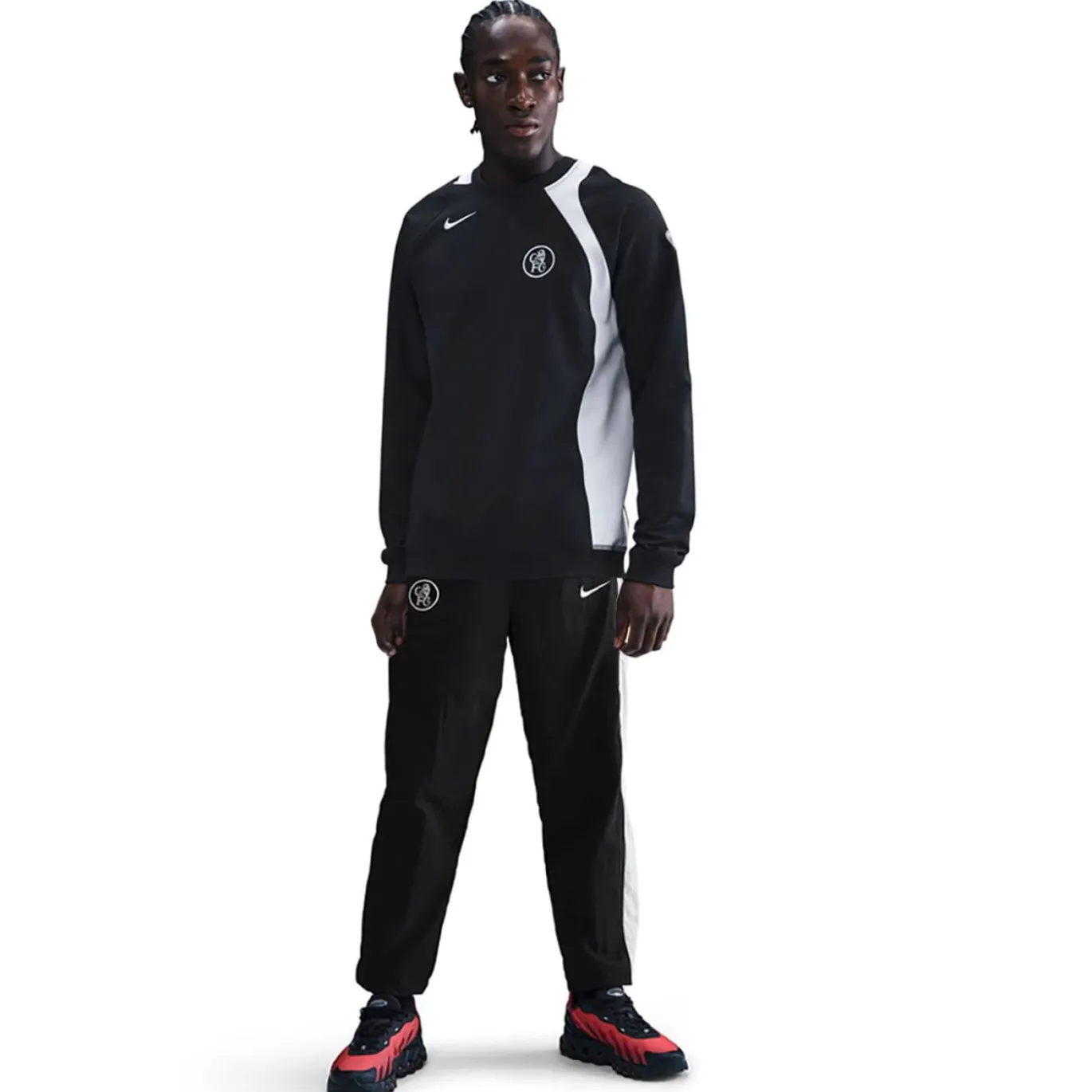 Nike Chelsea Total 90 Crew Woven Trainingspak 2025-2026 Zwart Wit
