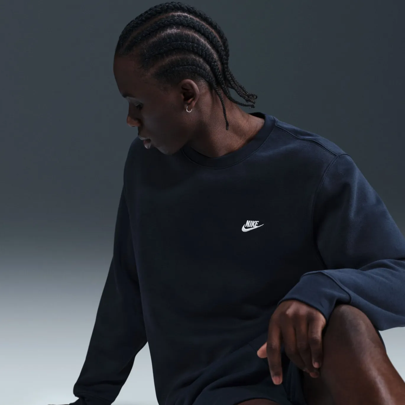 Nike Club Crew Sweater Donkerblauw Wit