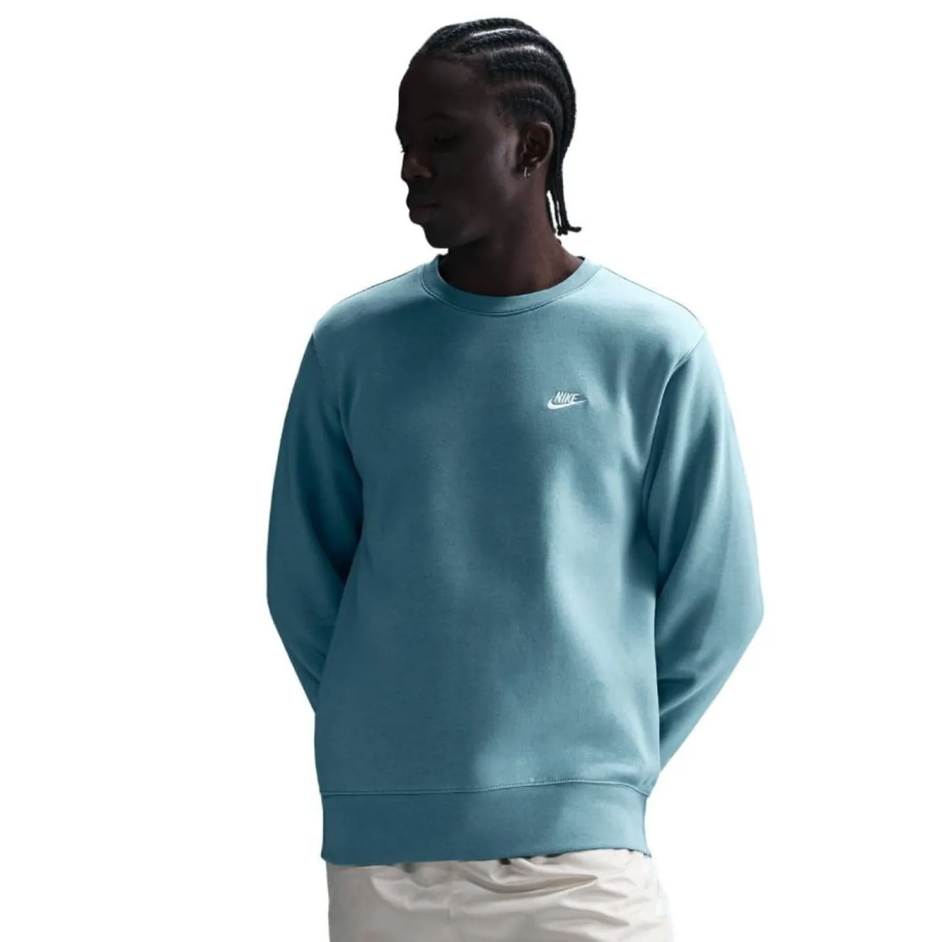 Nike Club Crew Sweater Turquoise Wit