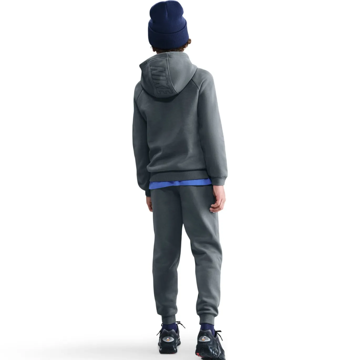 Nike Club Fleece Sportswear Trainingspak Hooded Kids Donkergrijs Wit