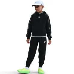 Nike Club Fleece Sportswear Trainingspak Hooded Kids Zwart Wit
