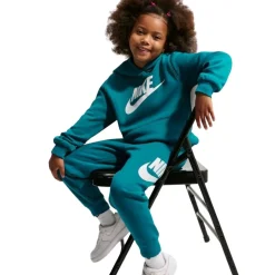 Nike Club Fleece Trainingspak Hooded Peuters/Kleuters Blauwgroen Wit