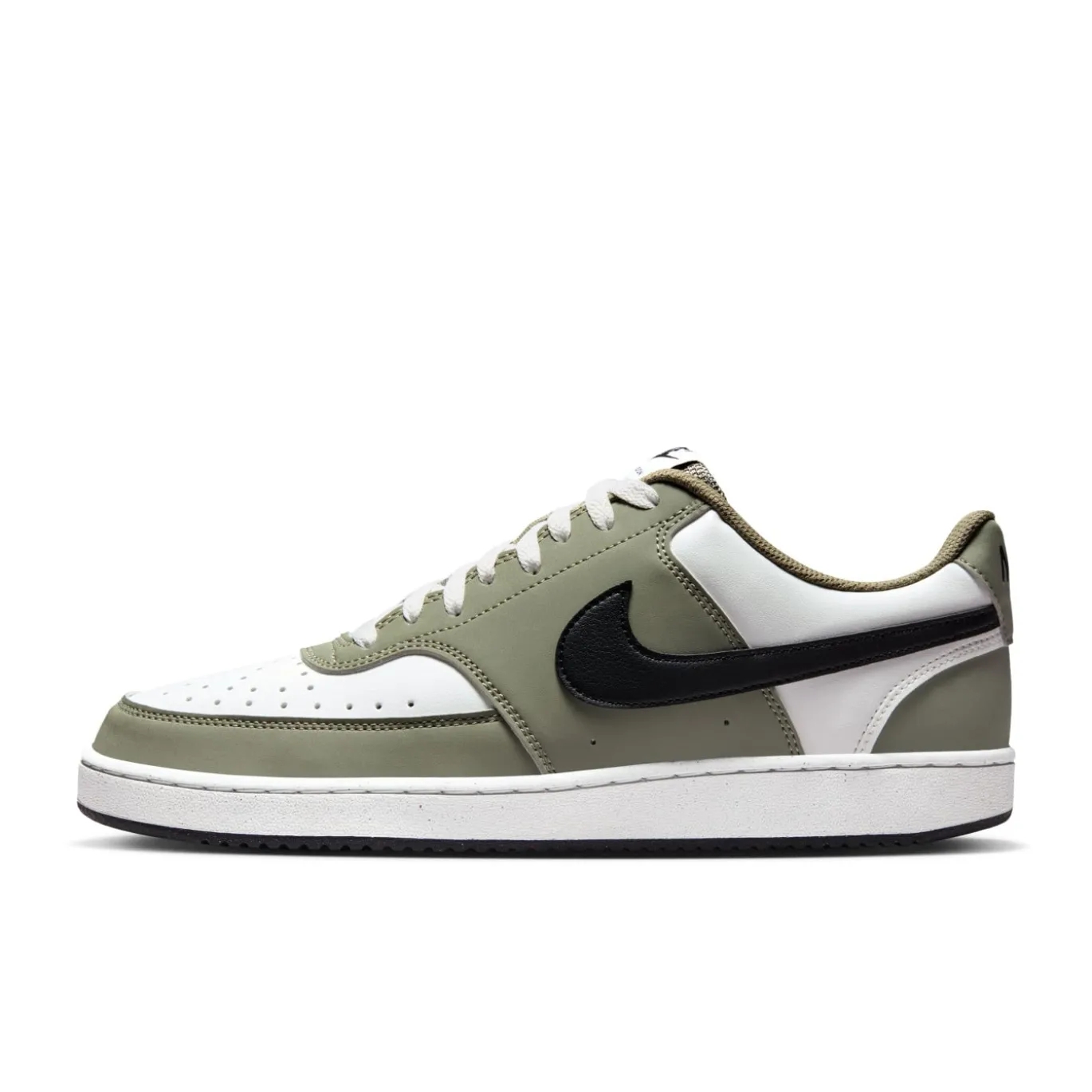 Nike Court Vision Low Sneakers Wit Olijfgroen Zwart