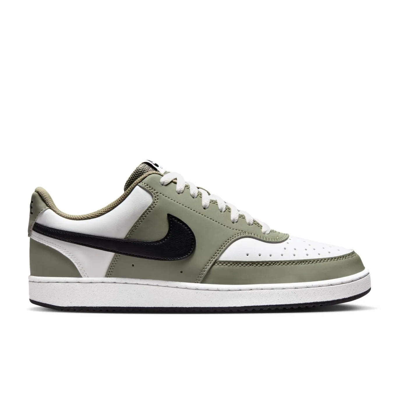 Nike Court Vision Low Sneakers Wit Olijfgroen Zwart