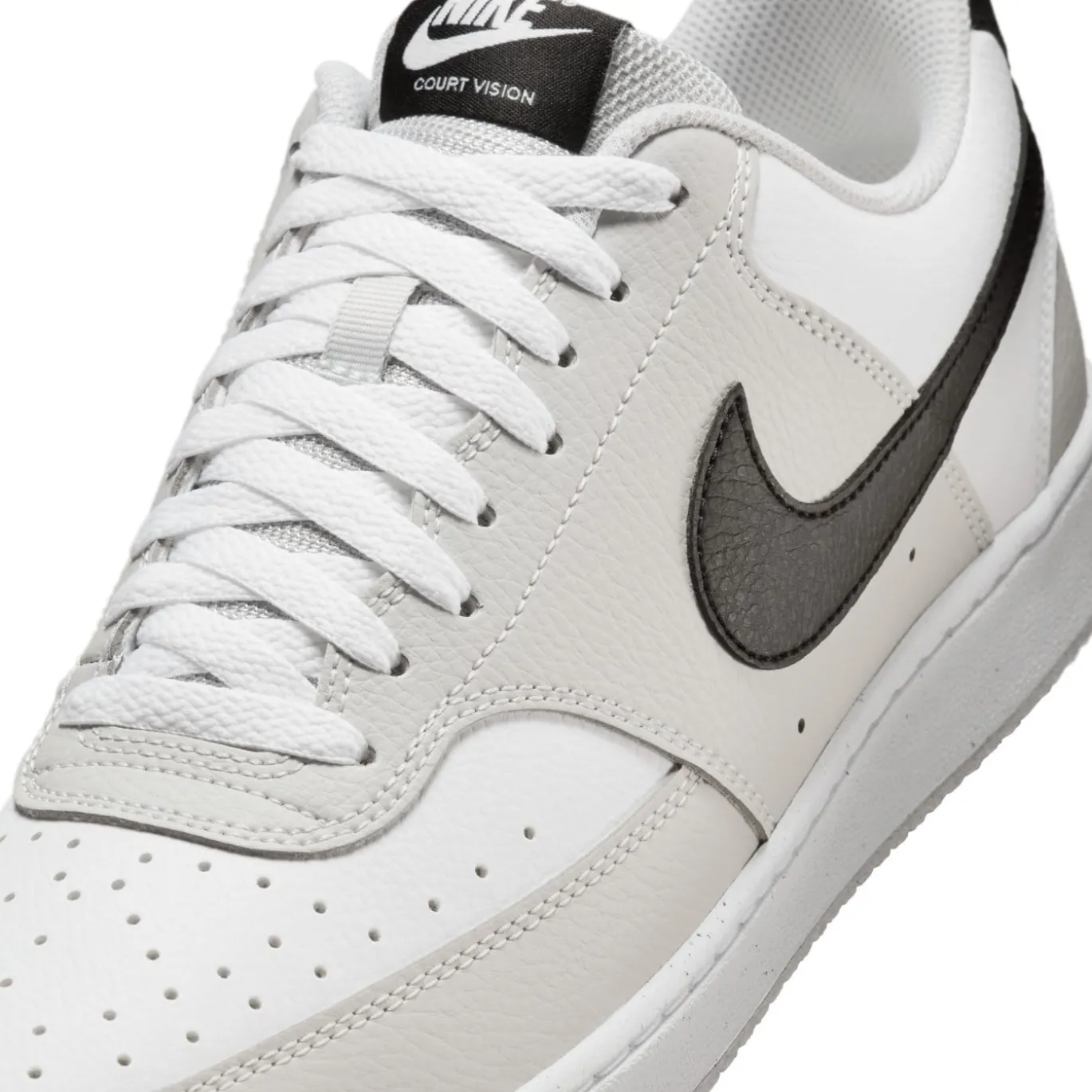 Nike Court Vision Low Sneakers Lichtgrijs Wit Zwart