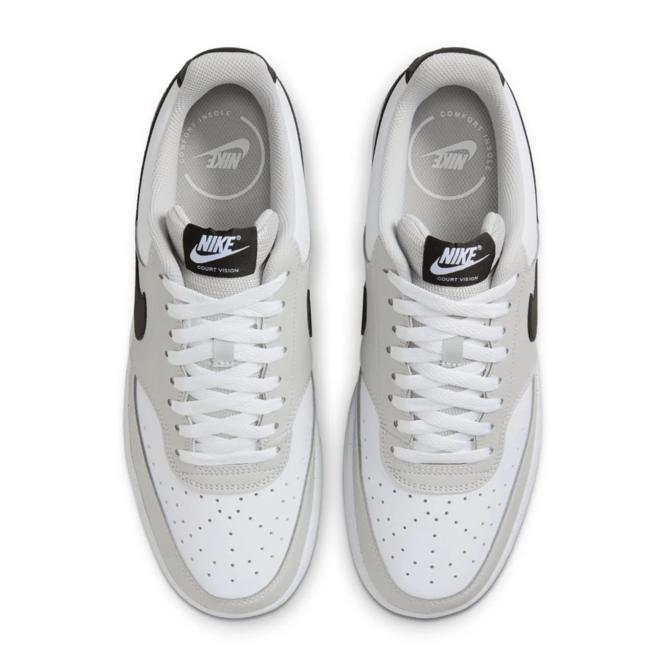 Nike Court Vision Low Sneakers Lichtgrijs Wit Zwart