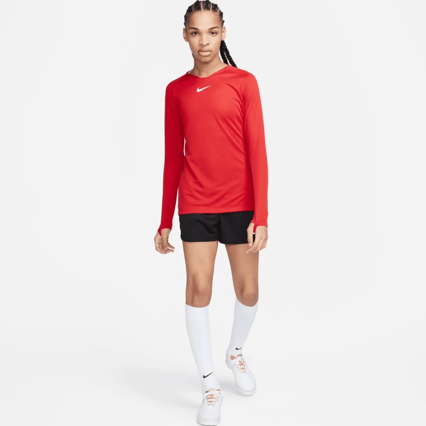 Nike Dri-FIT Park Ondershirt Lange Mouwen Dames Rood Wit