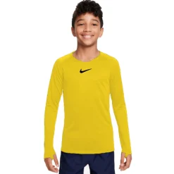 Nike Dri-FIT Park Ondershirt Lange Mouwen Kids Geel Zwart