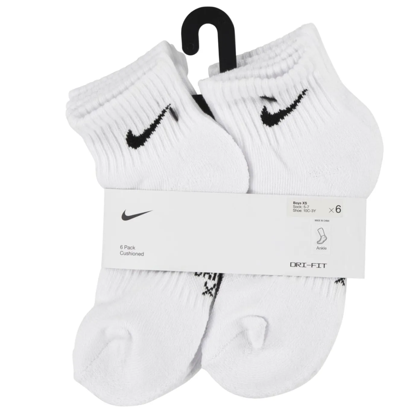 Nike Dri-FIT Performance Basics Enkelsokken 6-Pack Kleuters Wit Zwart