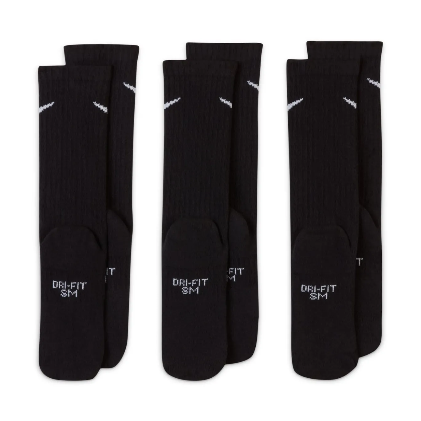 Nike Everyday Crew Sokken 3-Pack Kids Zwart Wit