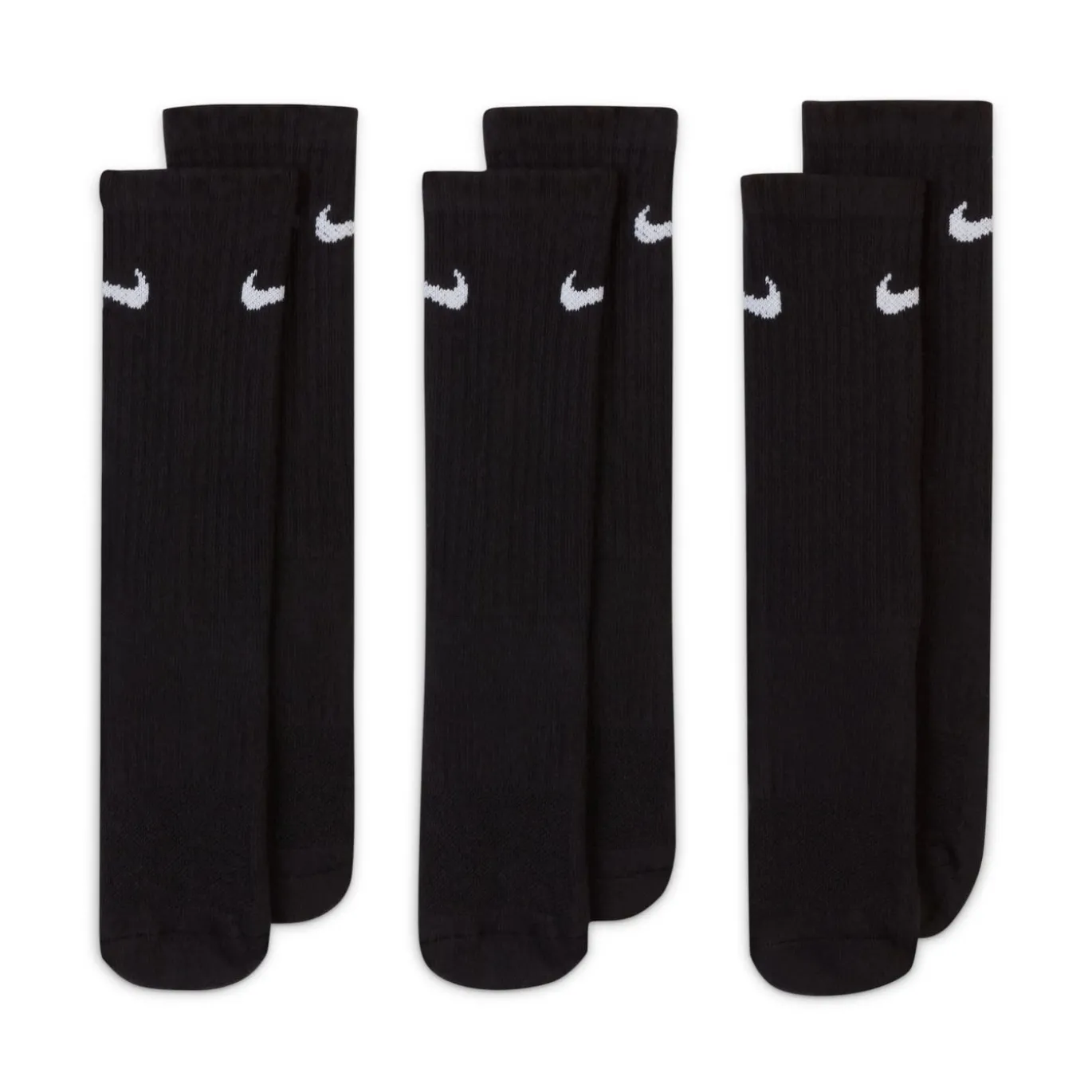 Nike Everyday Crew Sokken 3-Pack Kids Zwart Wit