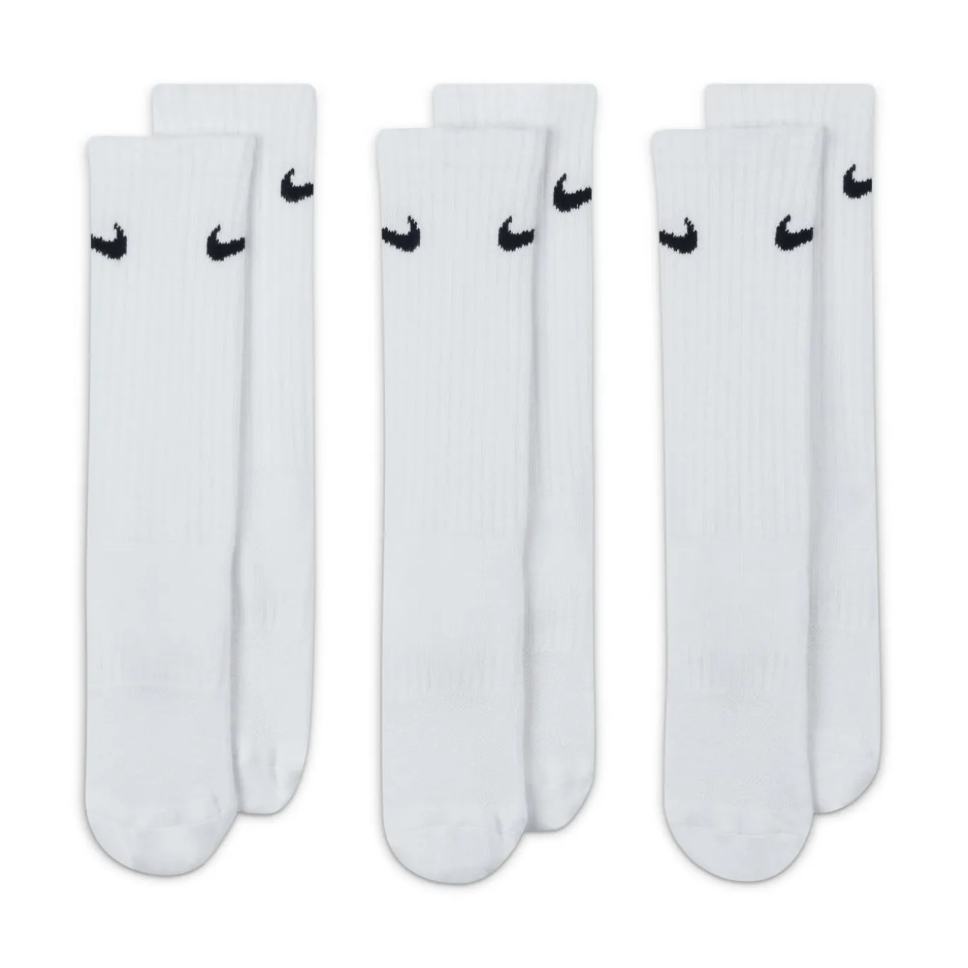 Nike Everyday Crew Sokken 3-Pack Kids Wit Zwart