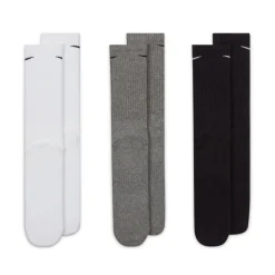 Nike Everyday Cushioned Crew Sportsokken 3-Pack Wit Grijs Zwart