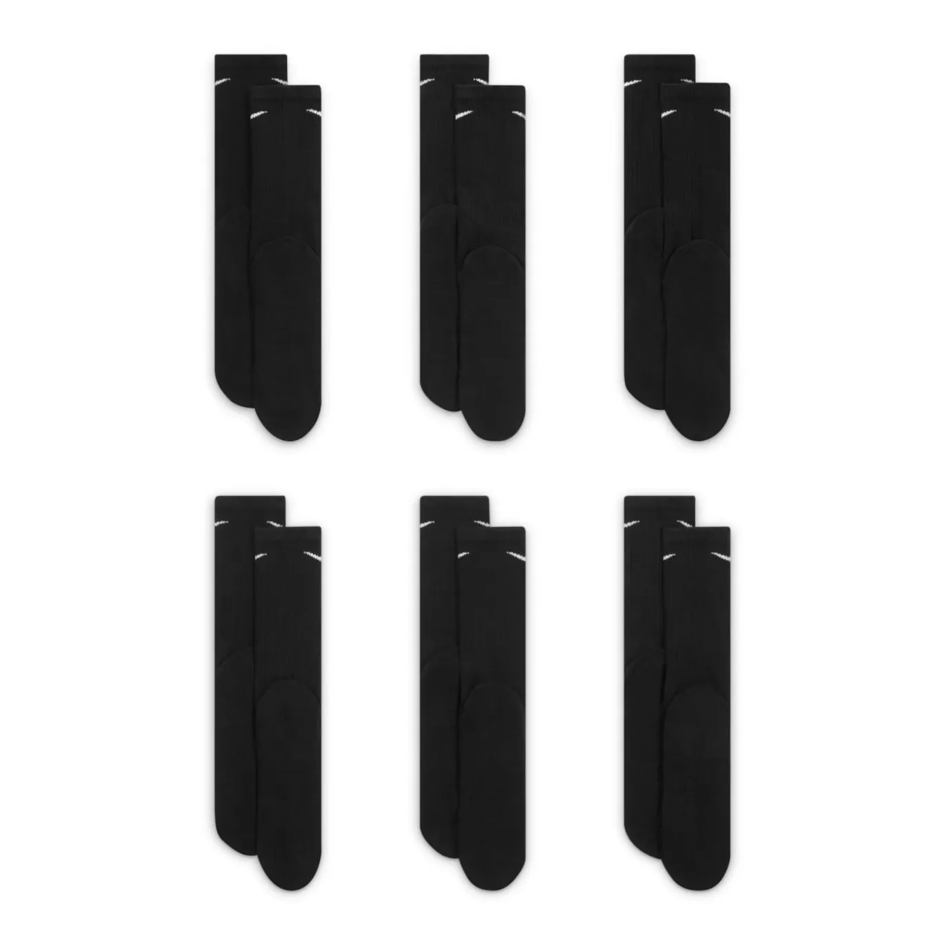 Nike Everyday Cushioned Crew Sportsokken 6-Pack Zwart Wit