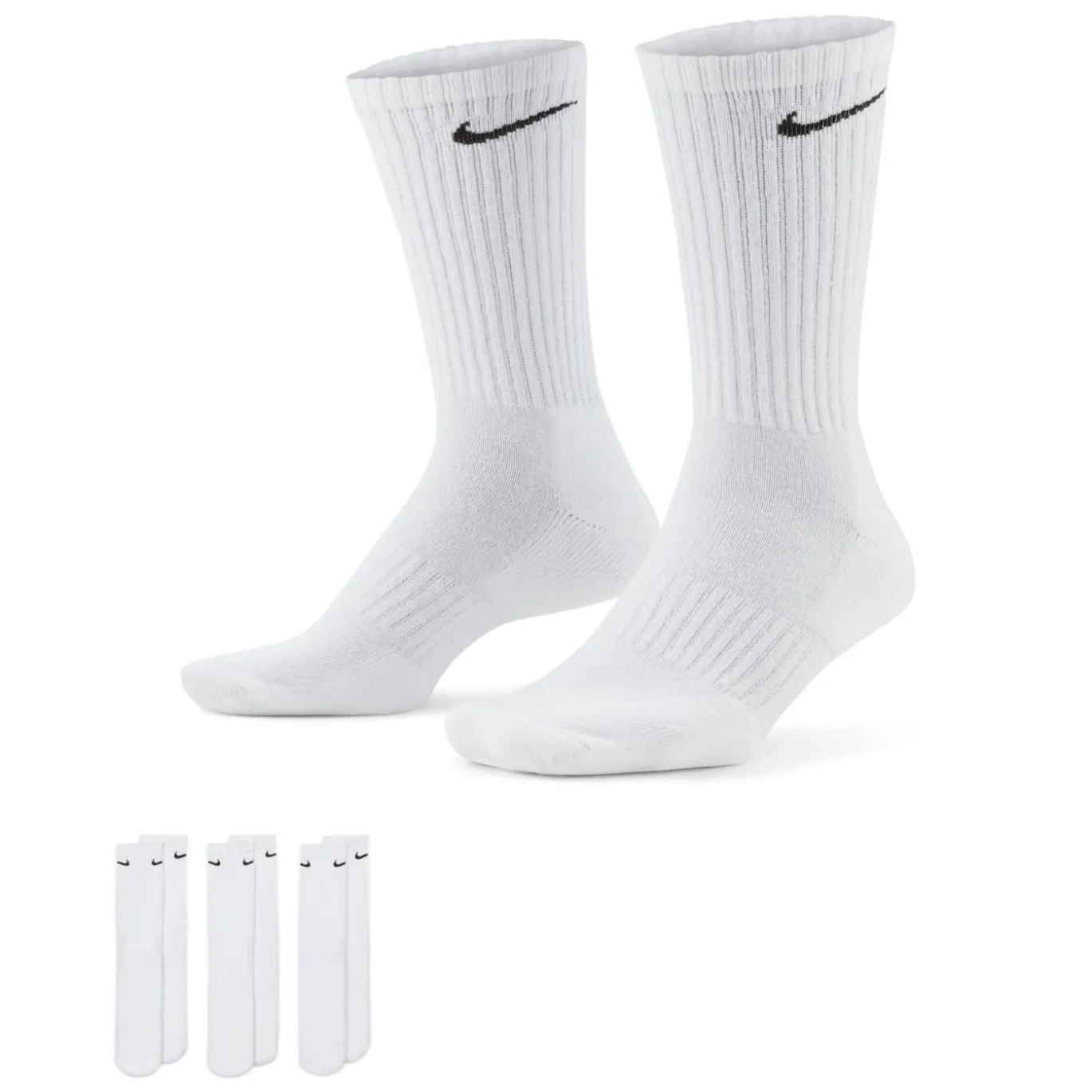 Nike Everyday Cushioned Crew Sportsokken 3-Pack Wit Zwart