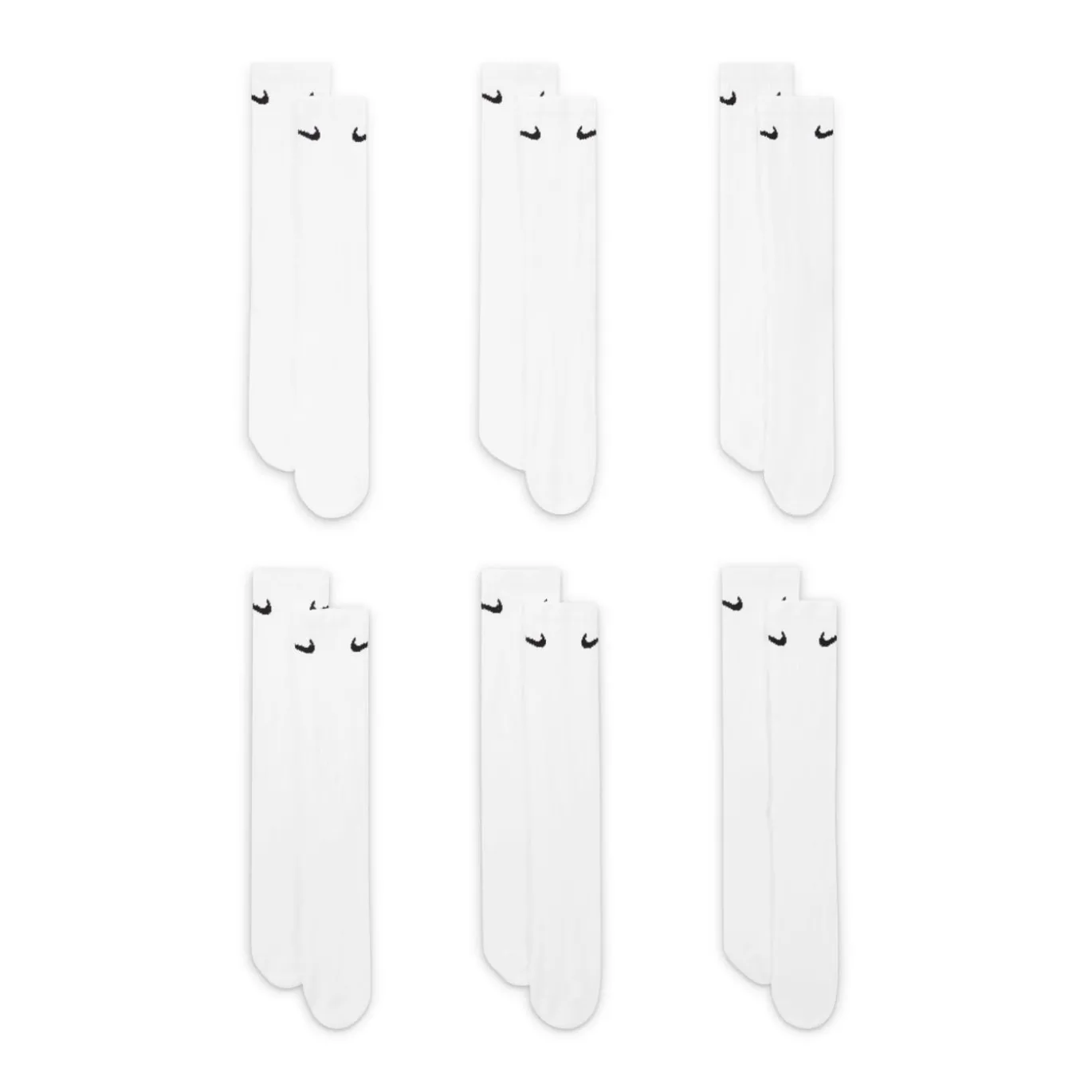 Nike Everyday Cushioned Crew Sportsokken 6-Pack Wit Zwart