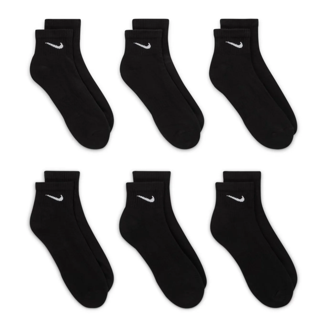 Nike Everyday Cushioned Enkelsokken 6-Pack Zwart Wit