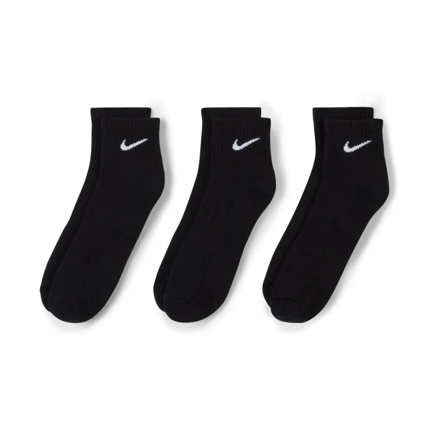Nike Everyday Cushioned Enkelsokken 3-Pack Zwart Wit