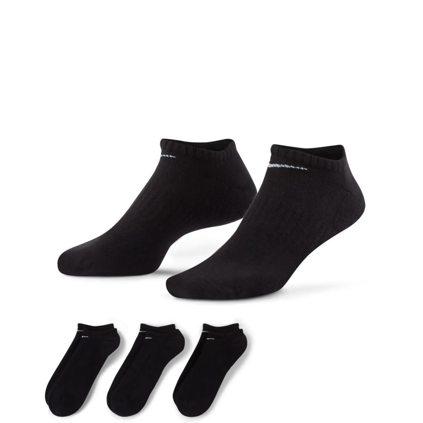 Nike Everyday Cushioned No-Show Sokken 3-Pack Zwart Wit