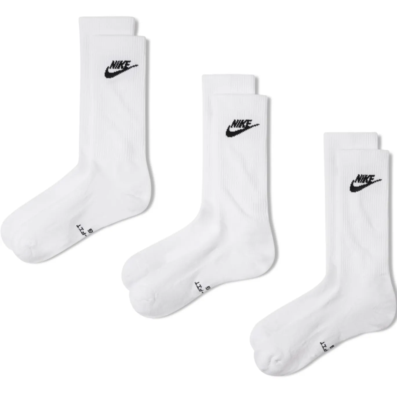 Nike Everyday Elevated Crew Sokken 3-Pack Wit Zwart