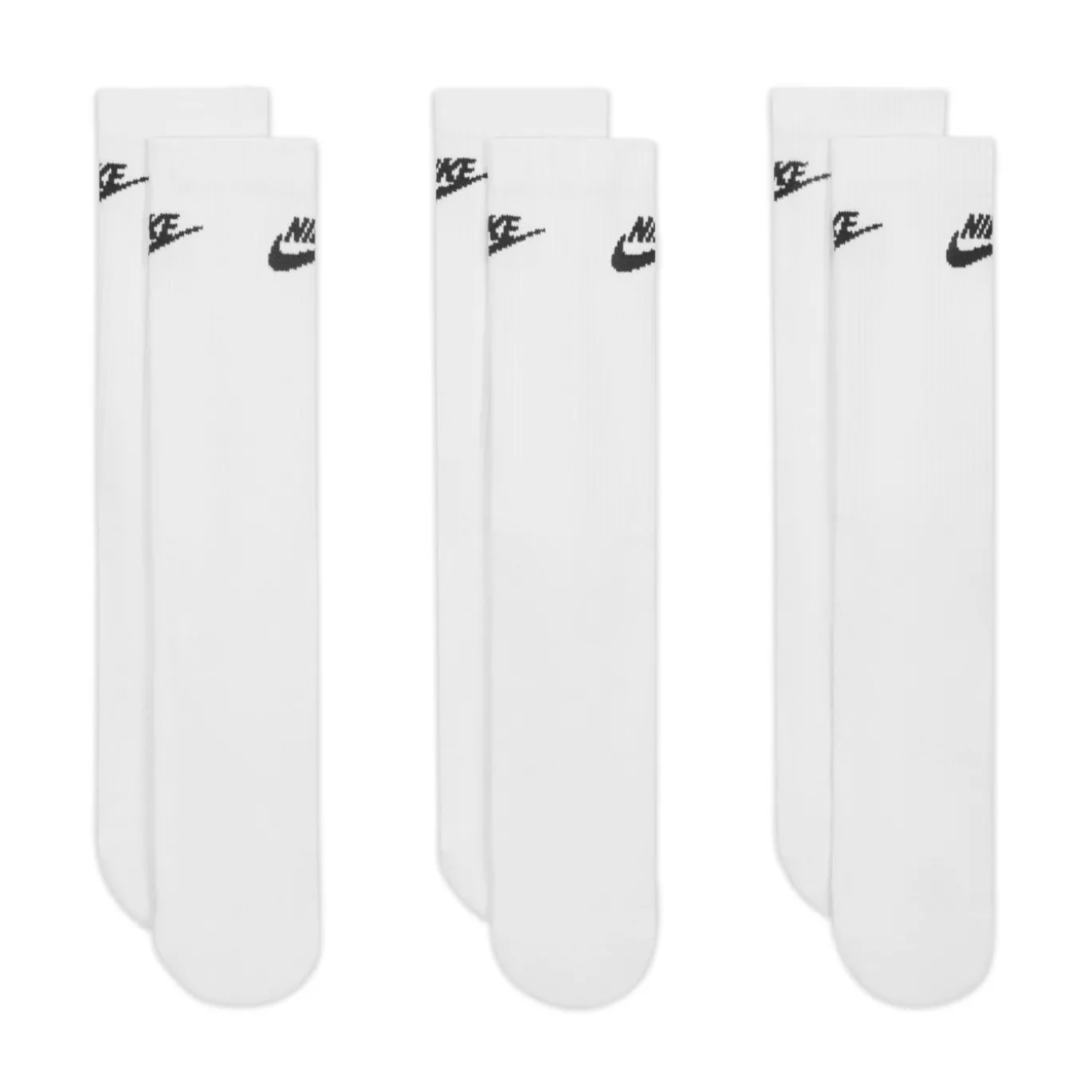 Nike Everyday Elevated Crew Sokken 3-Pack Wit Zwart