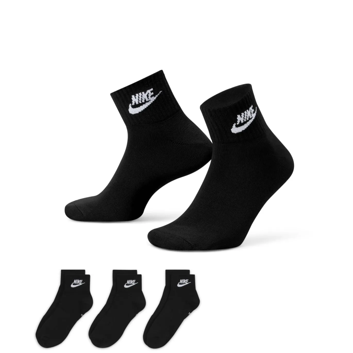 Nike Everyday Essential Enkelsokken 3-Pack Zwart Wit