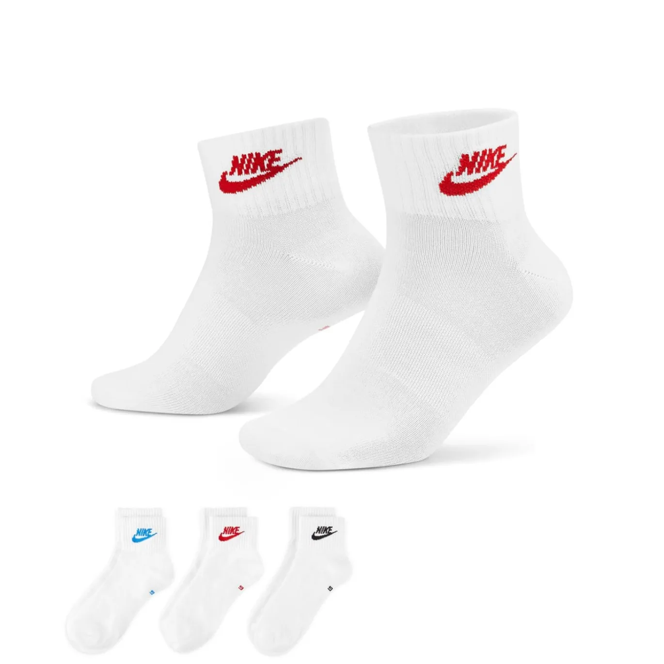 Nike Everyday Essential Enkelsokken 3-Pack Wit Multicolor