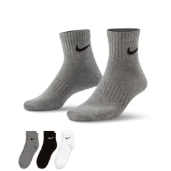 Nike Everyday Lightweight Enkelsokken 3-Pack Grijs Zwart Wit