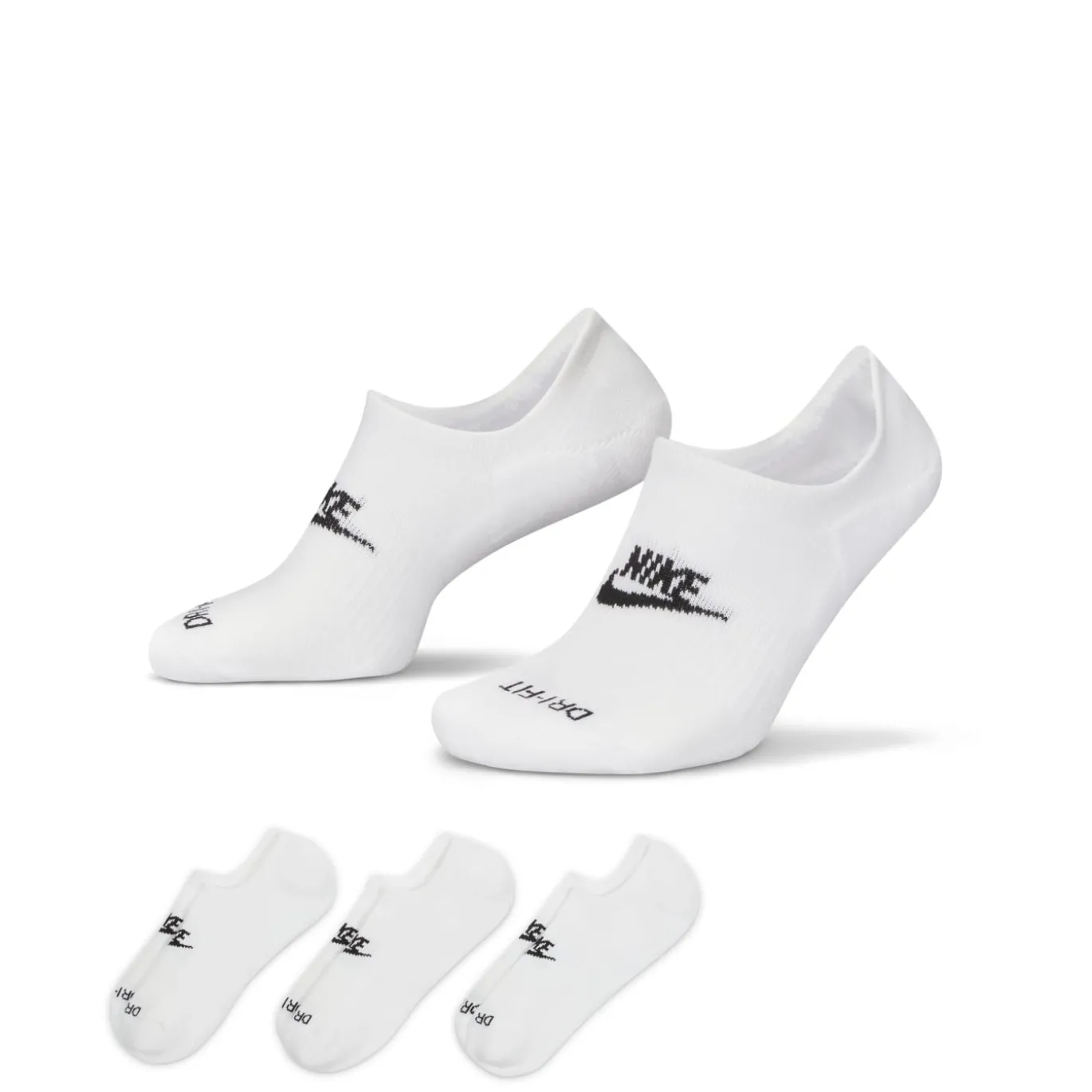 Nike Everyday Plus Cushioned No-Show Sokken 3-Pack Wit Zwart