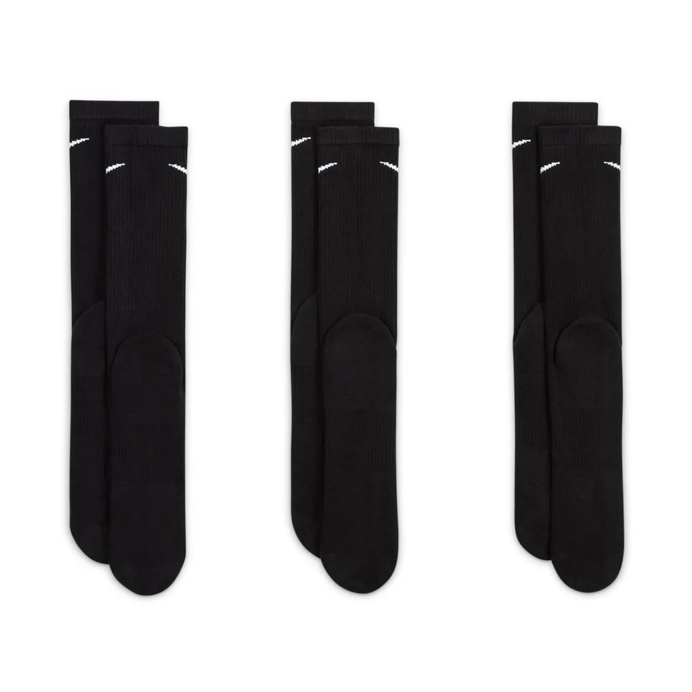 Nike Everyday Plus Cushioned Crew Sportsokken 3-Pack Zwart Wit