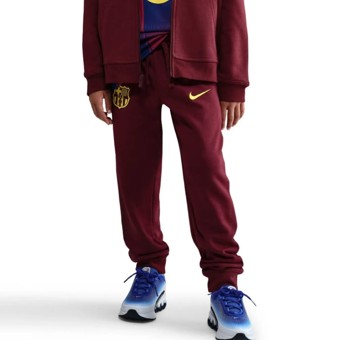 Nike FC Barcelona Club Fleece Joggingbroek 2025-2026 Kids Donkerrood Geel