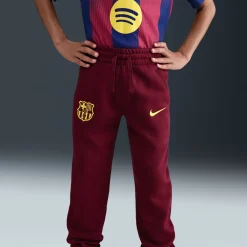 Nike FC Barcelona Club Fleece Joggingbroek 2025-2026 Kids Donkerrood Geel