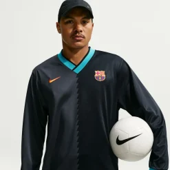 Nike FC Barcelona Energy Shirt Lange Mouwen 2026-2027 Zwart Donkergrijs Lichtblauw Goudgeel