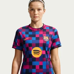 Nike FC Barcelona Pre-Match Trainingsshirt 2026-2027 Dames Rood Donkerblauw Geel