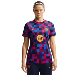 Nike FC Barcelona Pre-Match Trainingsshirt 2026-2027 Dames Rood Donkerblauw Geel