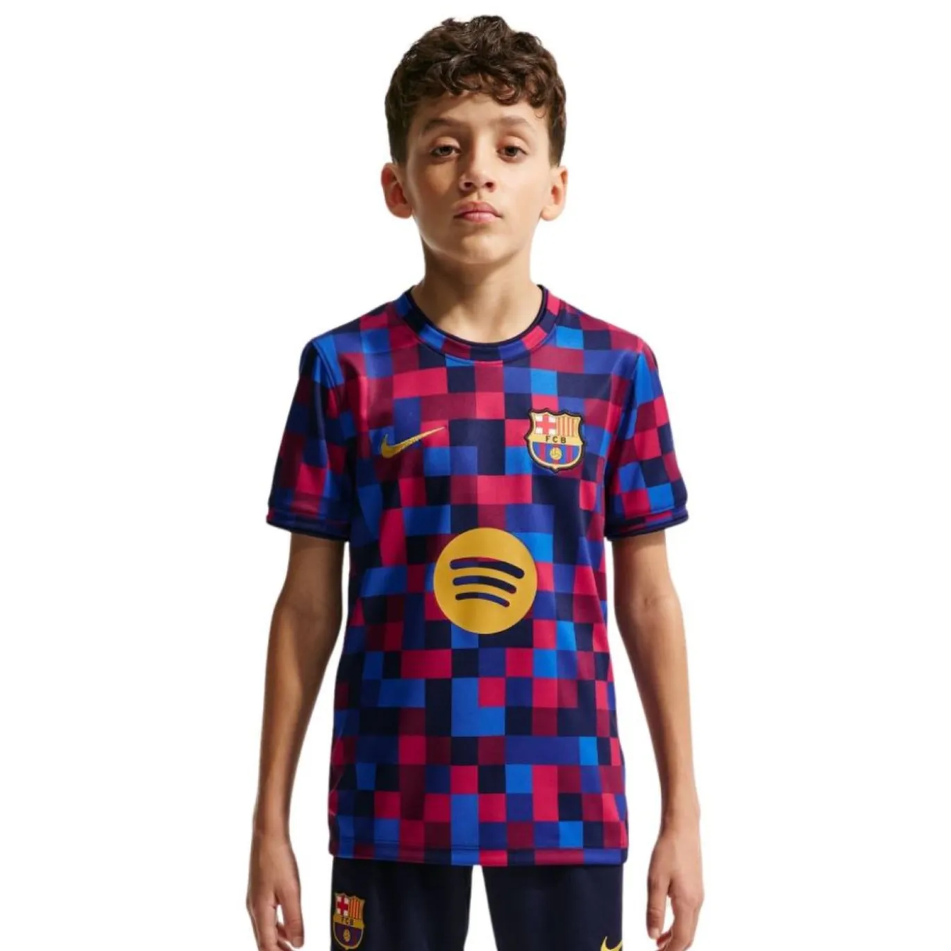 Nike FC Barcelona Pre-Match Trainingsshirt 2026-2027 Kids Rood Donkerblauw Geel