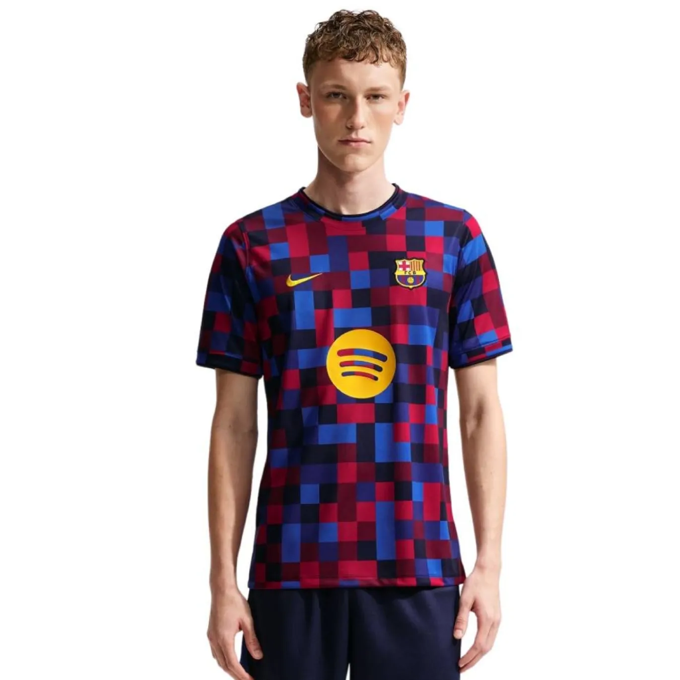 Nike FC Barcelona Pre-Match Trainingsshirt 2026-2027 Rood Donkerblauw Geel