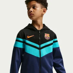 Nike FC Barcelona Sportswear Trainingspak 2026-2027 Kids Zwart Donkerblauw Blauwgroen Goudgeel