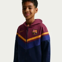 Nike FC Barcelona Sportswear Trainingspak 2026-2027 Kids Donkerblauw Rood Geeloranje